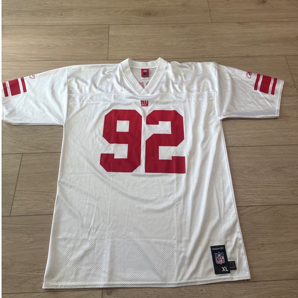 Reebok New York Giants Michael Strahan 92 Jersey Mens XL White NFL Football Mesh